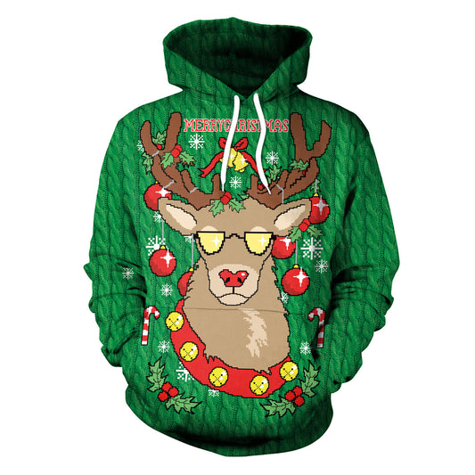 Christmas Reindeer Print Hoodie