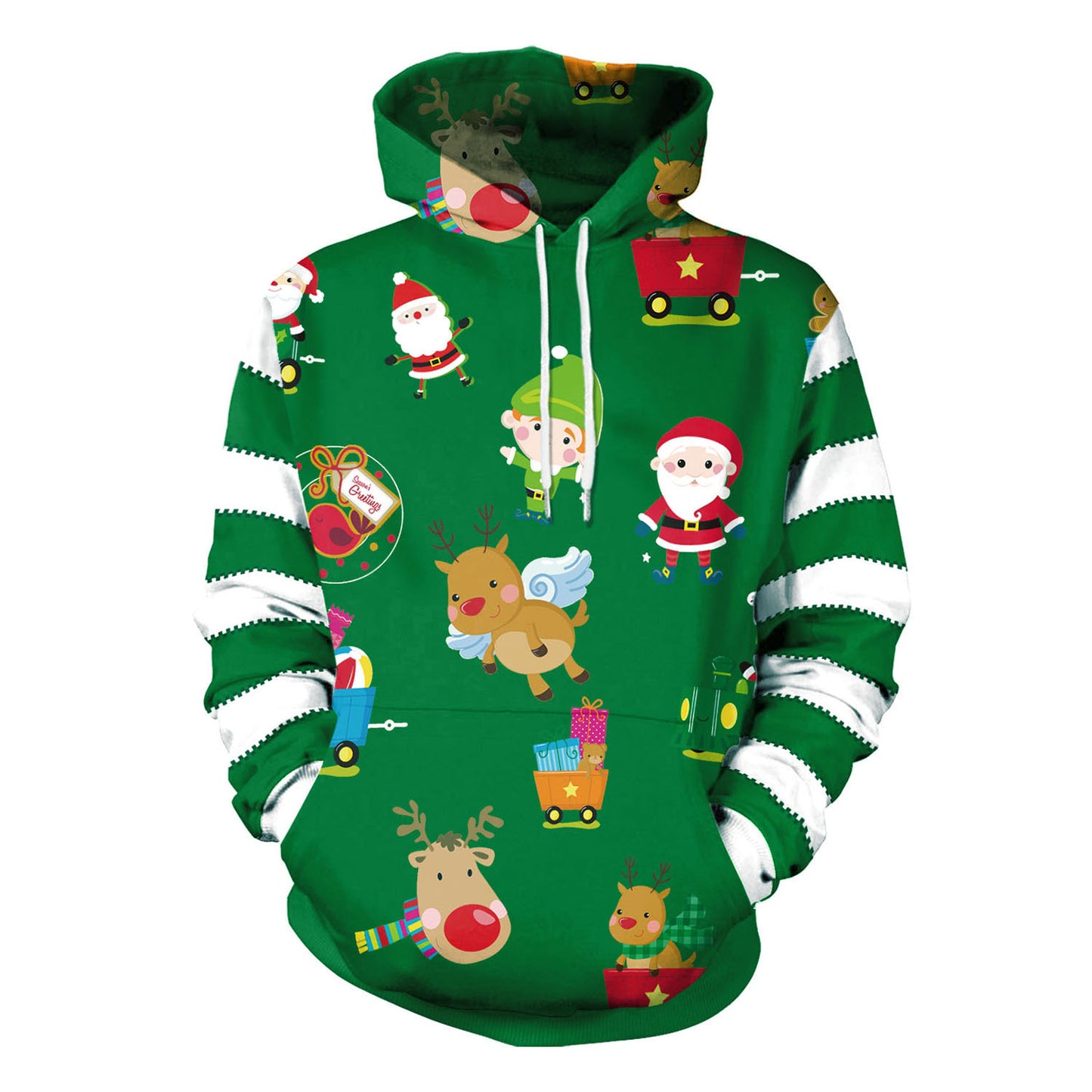Couple Christmas Crew Neck Printed Hooded Sweater