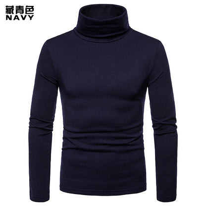 Men's Plus Size Fleece Warm Turtle Neck Long Sleeves T-shirt