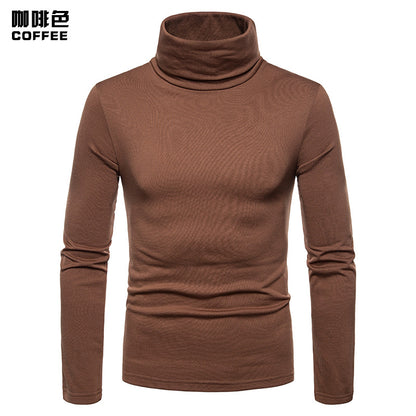 Men's Plus Size Fleece Warm Turtle Neck Long Sleeves T-shirt