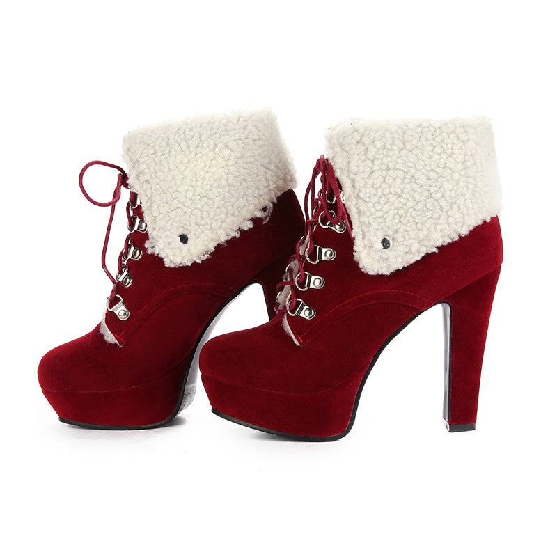 Women Shoes Winter Ultra-high Heel Platform Short Boots