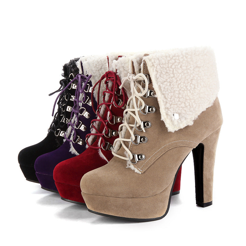 Women Shoes Winter Ultra-high Heel Platform Short Boots