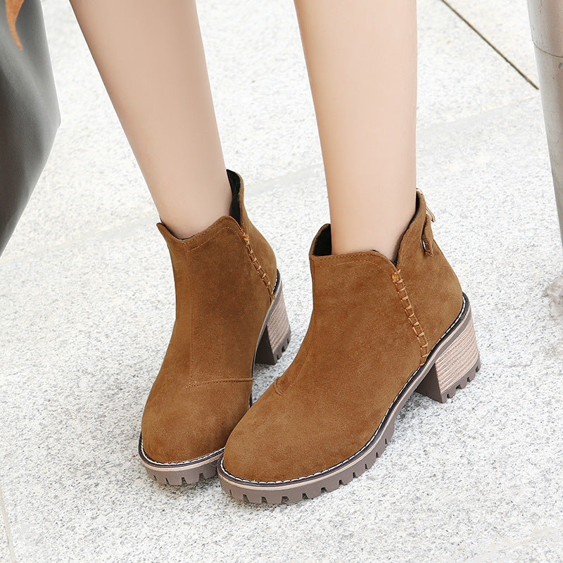 Suede Chelsea Boots Winter Fall Student Short Boots Women Shoes