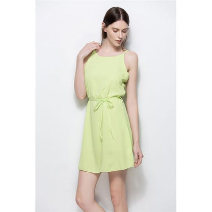 Round-necked Chiffon Sling Skirt Beam Waist Strap Sexy Women Dresses