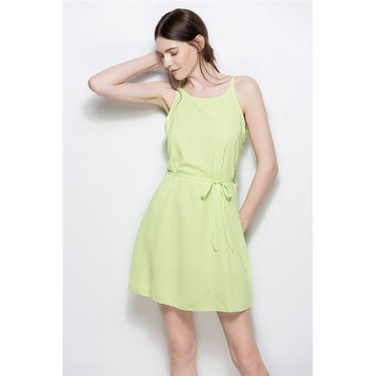 Round-necked Chiffon Sling Skirt Beam Waist Strap Sexy Women Dresses