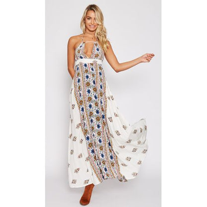 Dsexy Beach Holiday Halter Print Women's Dresses