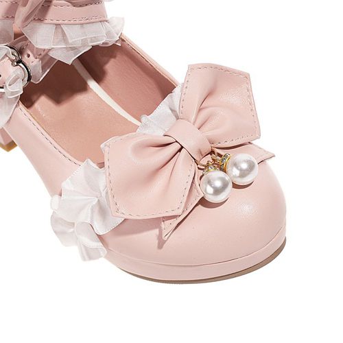 Women Platform Pumps High Heel Mary Janes Shoes with Bowtie