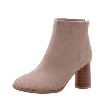 Women Suede Zip High Heels Short Boots