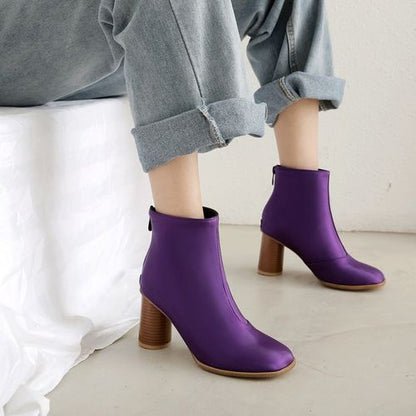 Women Zipper High Heels Short Boots