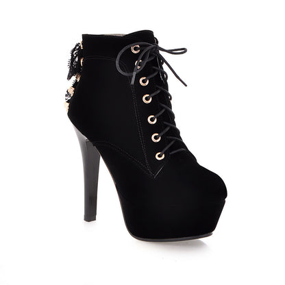 Lace Up High Heel Lace-up Women's Platform Boots Boots Shoes