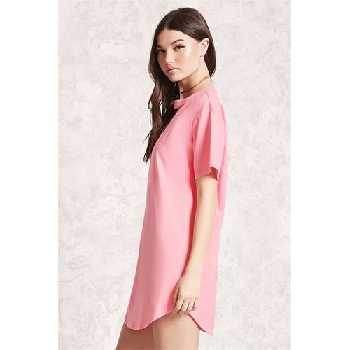 Sexy Chest Hollow Round Collar Short Sleeves Solid Color Medium Long T-shirt Women Dresses