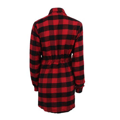 Plaid Shirt Spring Summer Skinny Beam Waist Mid Length A-line Skirt Women Dresses