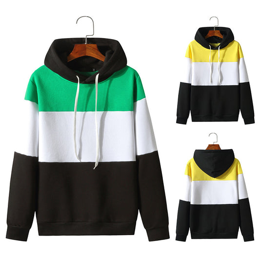 Men Color Block Sports Hooded Sweater Coat