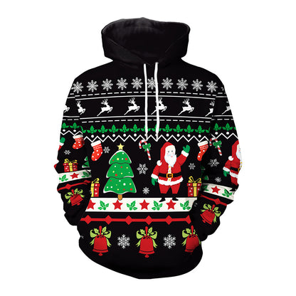 Santa Print Pullover Hoodie