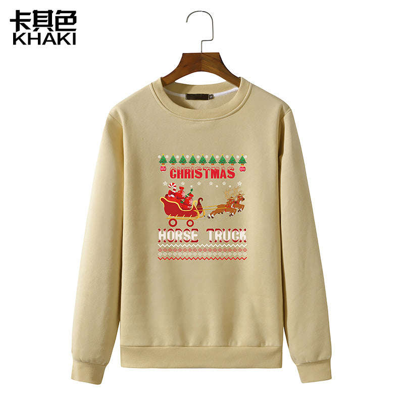 Men's Christmas Elk Print Round Neck Long Sleeve Sweatshirt