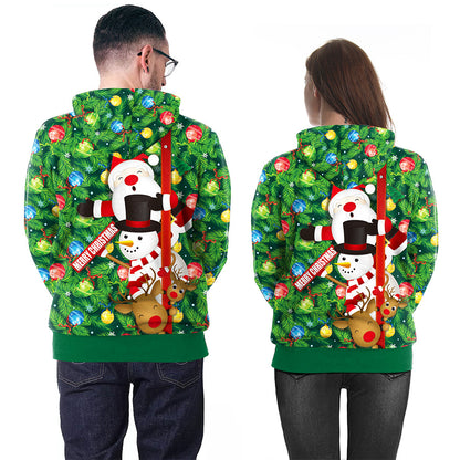 Christmas Couple Snowman Print Sweatshirt