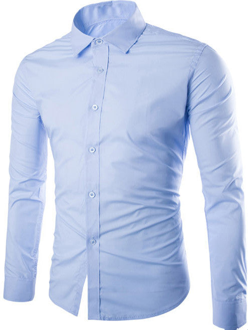 Casual Stand Collar Long Sleeves Men Shirts 4346