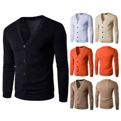 Men's Fashion Solid Color V-Neck Cardigan