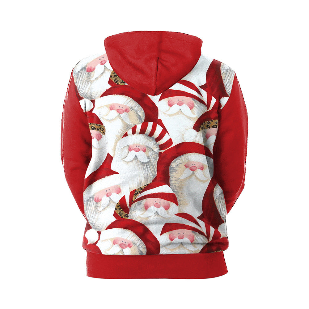 Couple Santa Printed Sweatshirt Casual Pullover Hoodie