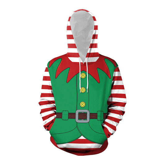 Christmas Print Hooded Sweater for Men and Women Couples