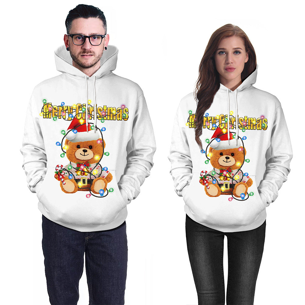 Printed Christmas Sweatshirt Printed Casual Hedging Hooded Casual Couple