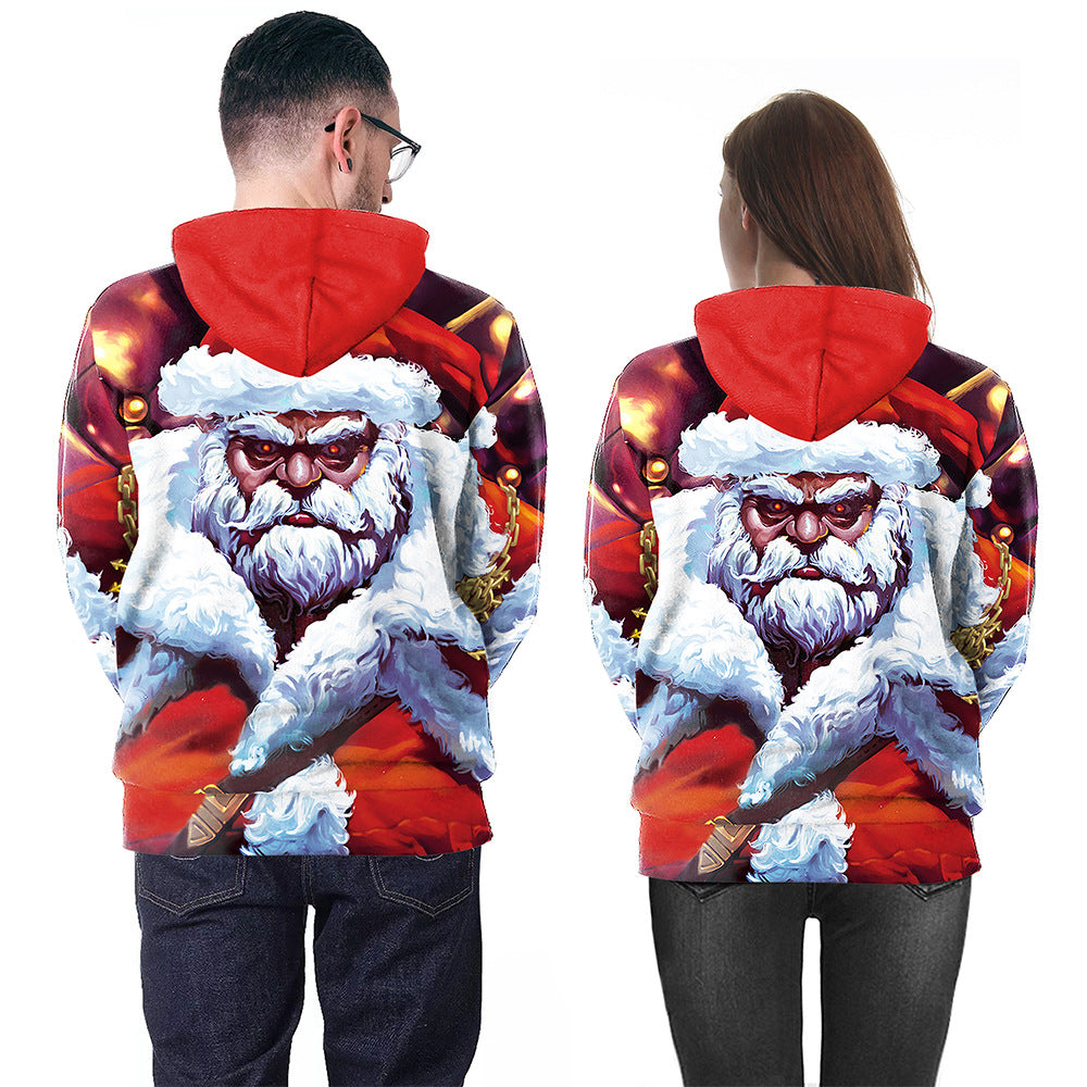 Christmas Couple Print Casual Pullover Hoodie