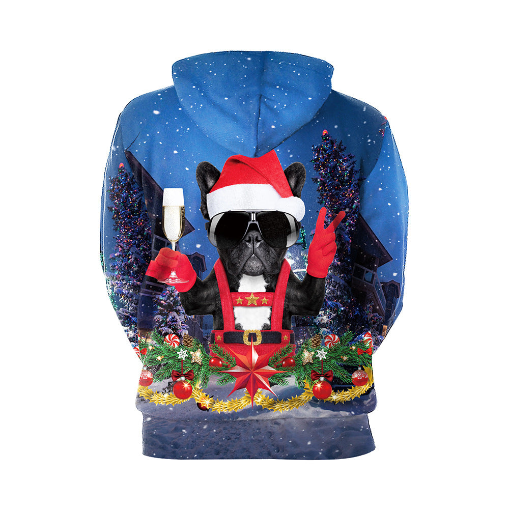 Christmas Print Men's and Women's Casual Pullover Hoodie