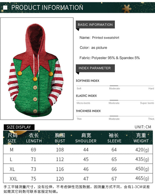 Christmas Couple Casual Pullover Hooded Sweater