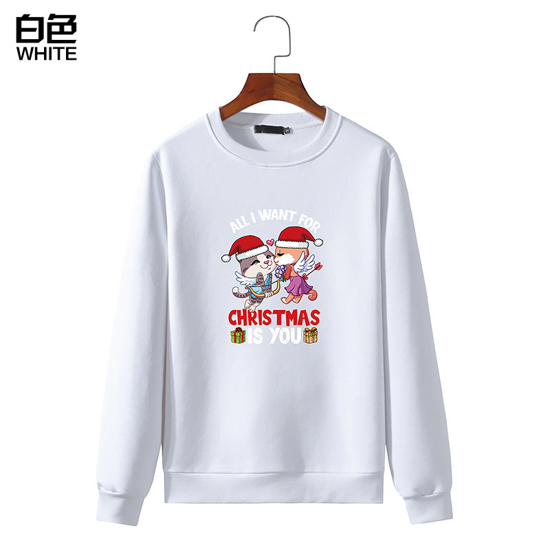 Men's Christmas Cat Print Round Neck Long Sleeve Sweatshirt