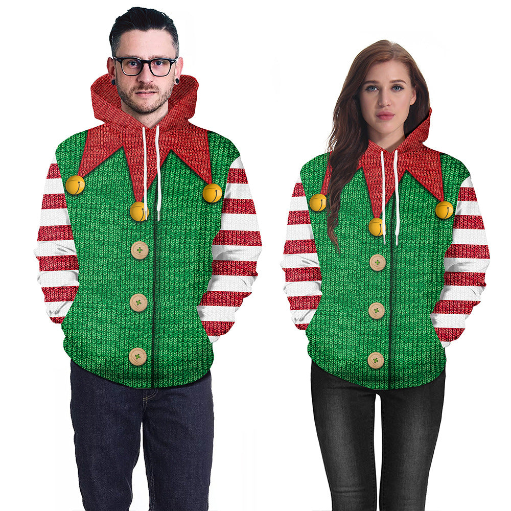 Christmas Couple Casual Pullover Hooded Sweater