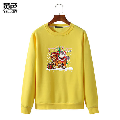 Men's Christmas Cat Print Round Neck Long Sleeve Sweatshirt