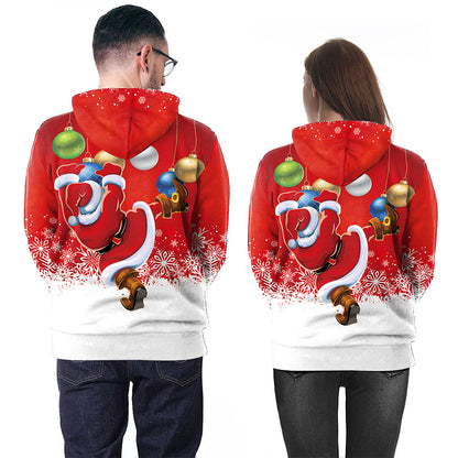 Christmas Hooded Sweater Casual Loose Pullover Couple