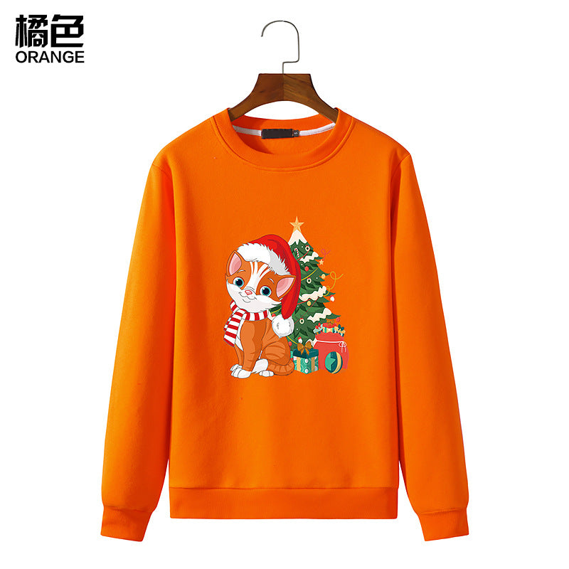 Men's Christmas Cat Print Round Neck Long Sleeve Sweatshirt