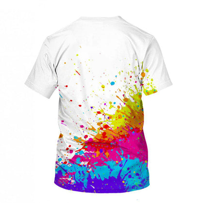 Round Neck Splatter Paint Short Sleeve T-Shirt for Men 3507