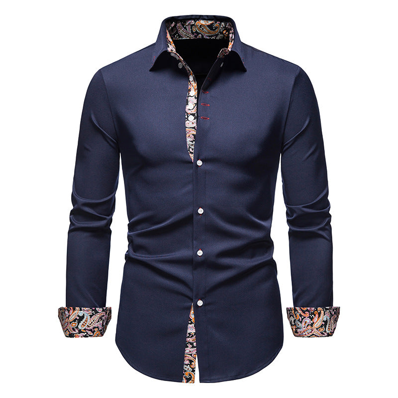 Men's Floral Slim Fit Printed Long Sleeve Shirt
