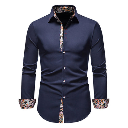 Men's Floral Slim Fit Printed Long Sleeve Shirt