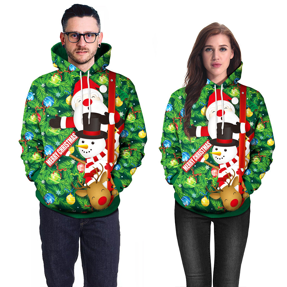 Christmas Couple Snowman Print Sweatshirt