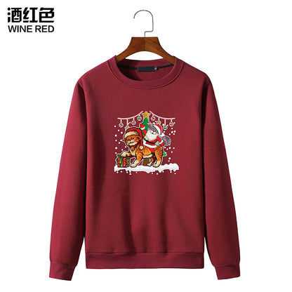 Men's Christmas Cat Print Round Neck Long Sleeve Sweatshirt