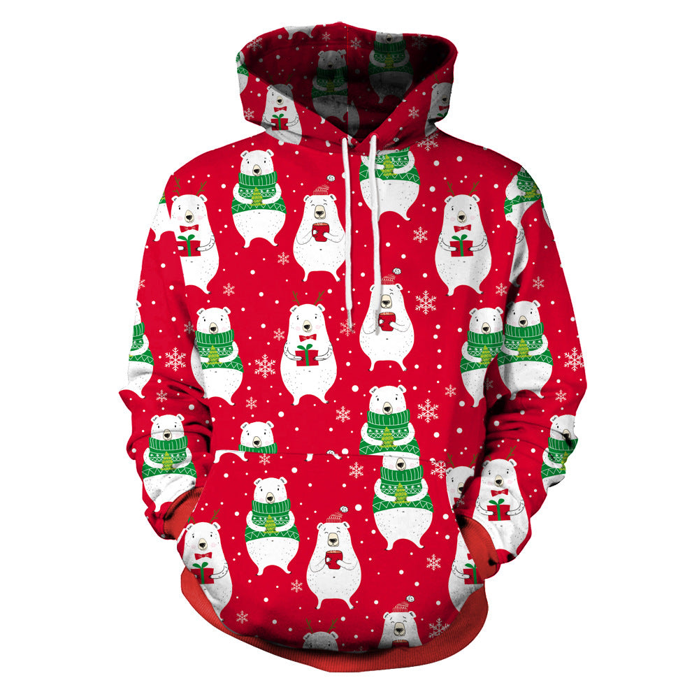 Couple Christmas Print Pullover Hoodie