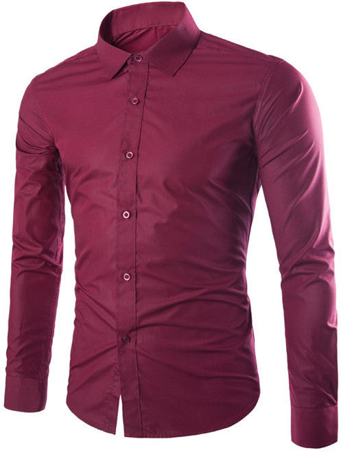 Casual Stand Collar Long Sleeves Men Shirts 4346