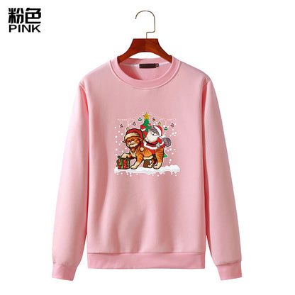 Men's Christmas Cat Print Round Neck Long Sleeve Sweatshirt