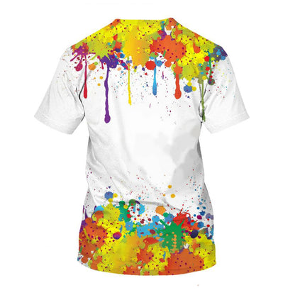 Round Neck Splatter Paint Short Sleeve T-Shirt for Men 3507