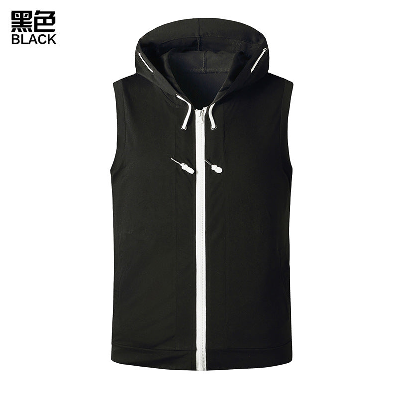 Men's Workout Hooded Vest Workout Fitness Muscle Sleeveless Workout T-shirt