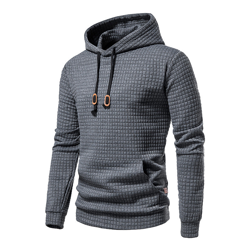 Hollow Men's Plaid Quilted Cotton Fabric Hoodie