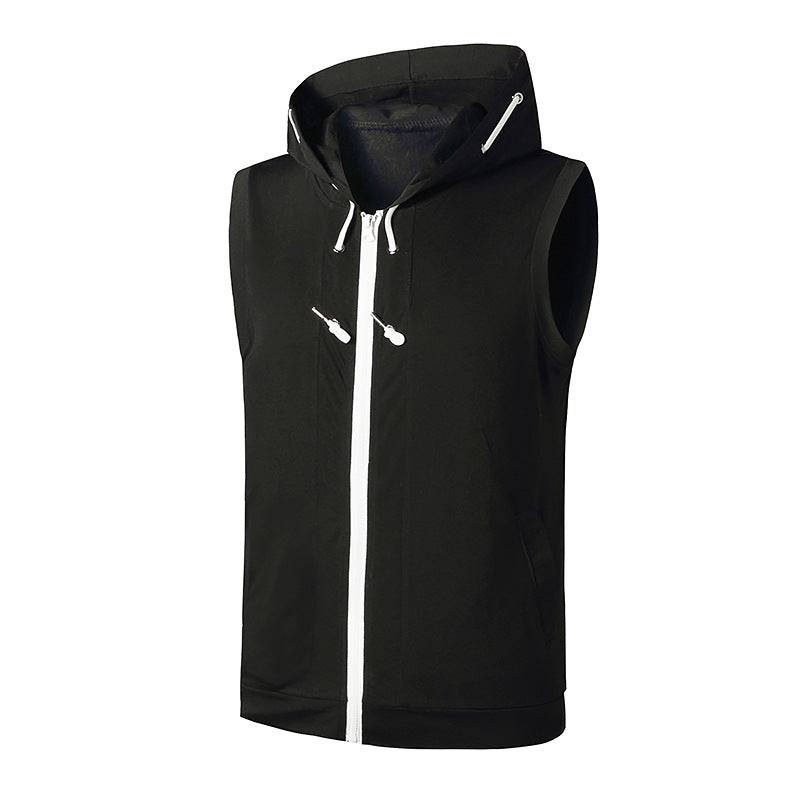 Men's Workout Hooded Vest Workout Fitness Muscle Sleeveless Workout T-shirt