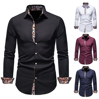 Men's Floral Slim Fit Printed Long Sleeve Shirt