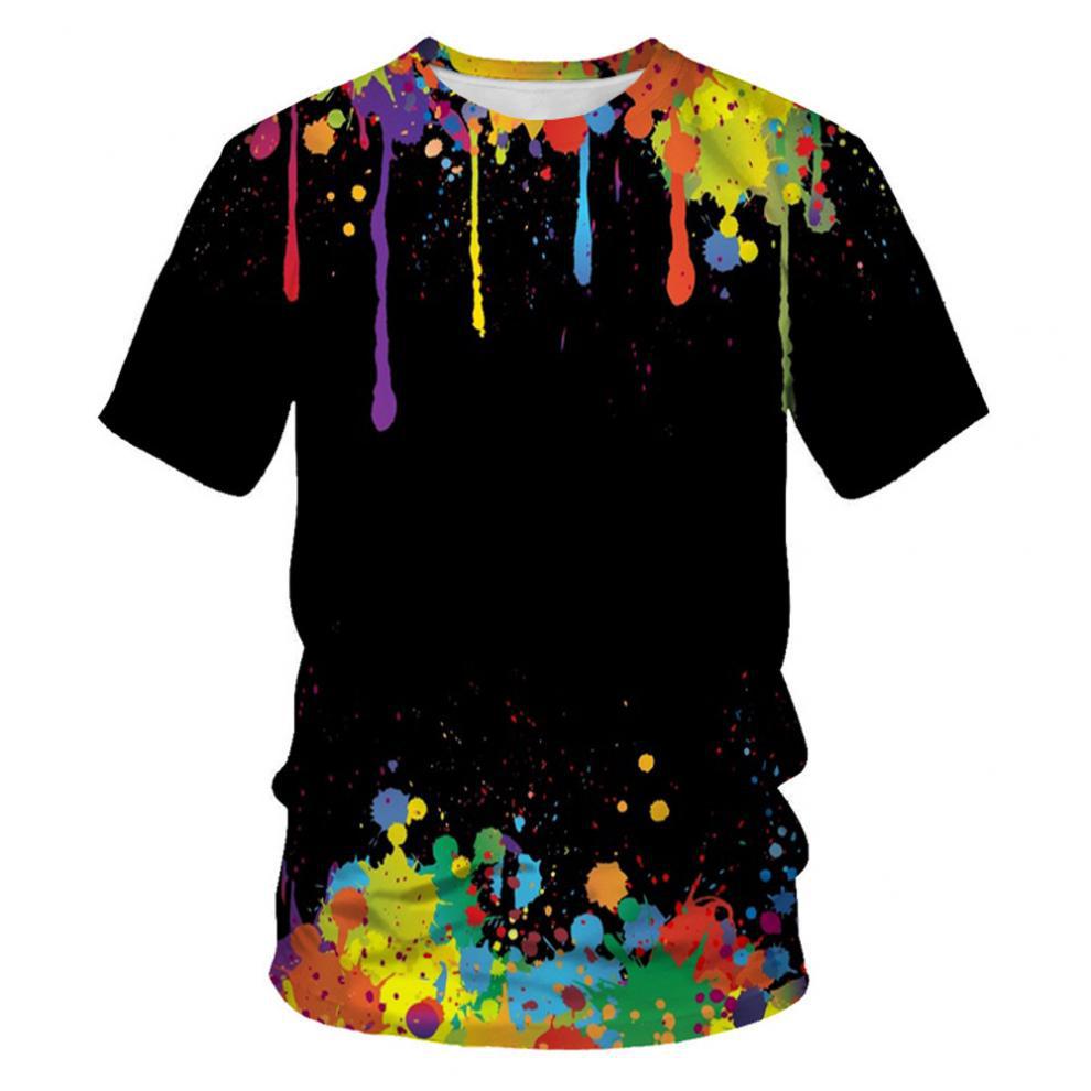 Round Neck Splatter Paint Short Sleeve T-Shirt for Men 3507