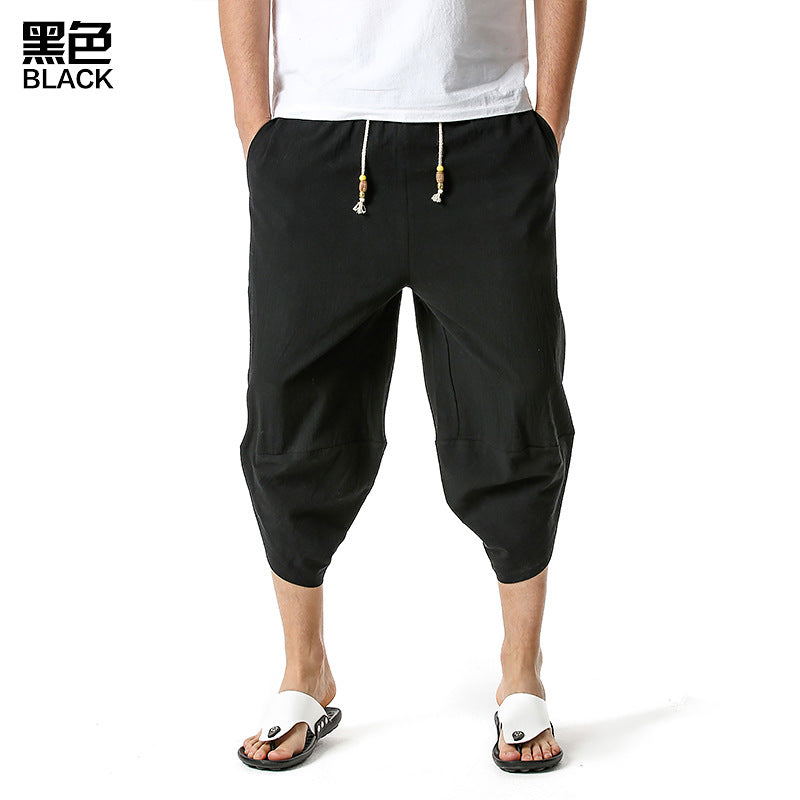 Men's Harem Style Cropped Pants Slacks Linen Shorts