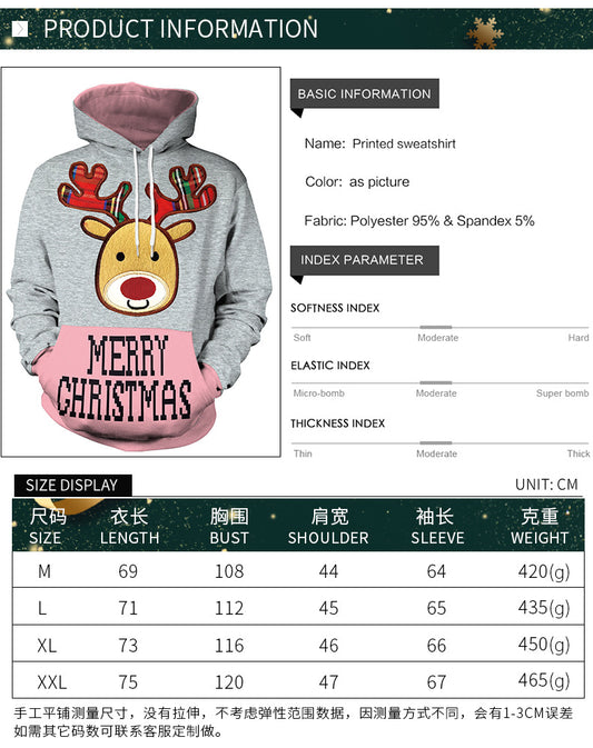 Christmas Couple Sweater Casual Hooded