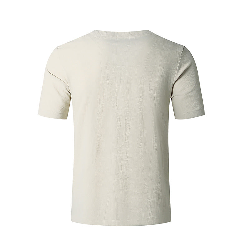 Men's Fashion Linen Hip-Hop V-Neck Yoga Tops T-shirt